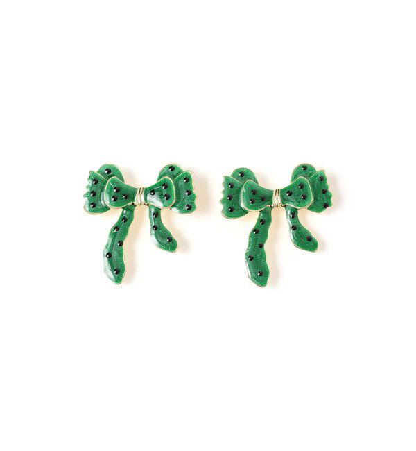 Ray BEAMS 「bLicensceLL / ドット リボン ピアス」|その他|GREEN