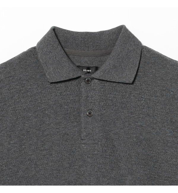 BEAMS「BEAMS｜メッシュ ボーダー ポロ【ワイドフィット】｜メンズ ポロシャツ トップス｜清涼感 」|ポロシャツ|