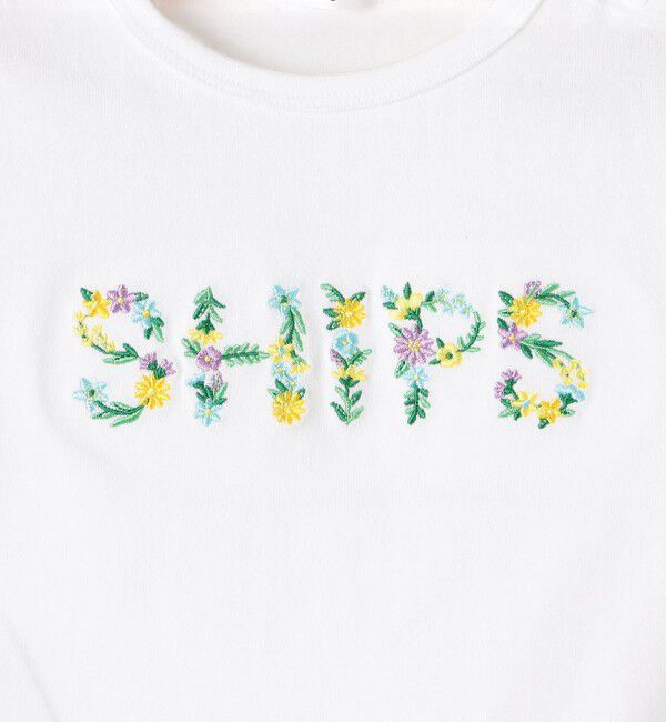 SHIPS KIDS「SHIPS KIDS:80～90cm / ガーリー 刺繍 ロゴ Tシャツ」|Tシャツ・カットソー|