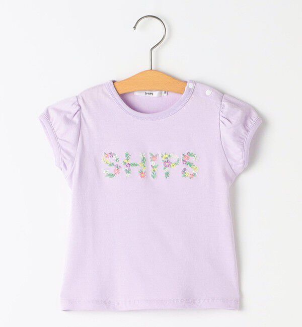SHIPS KIDS「SHIPS KIDS:80～90cm / ガーリー 刺繍 ロゴ Tシャツ」|Tシャツ・カットソー|ラベンダー