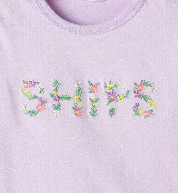 SHIPS KIDS「SHIPS KIDS:80～90cm / ガーリー 刺繍 ロゴ Tシャツ」|Tシャツ・カットソー|