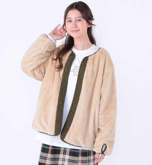 SHIPS KIDS「SHIPS KIDS:140～160cm/〈洗濯機可能〉ボア&times;キルティング リバーシブル ブルゾン」|ブルゾン・スタジャン|