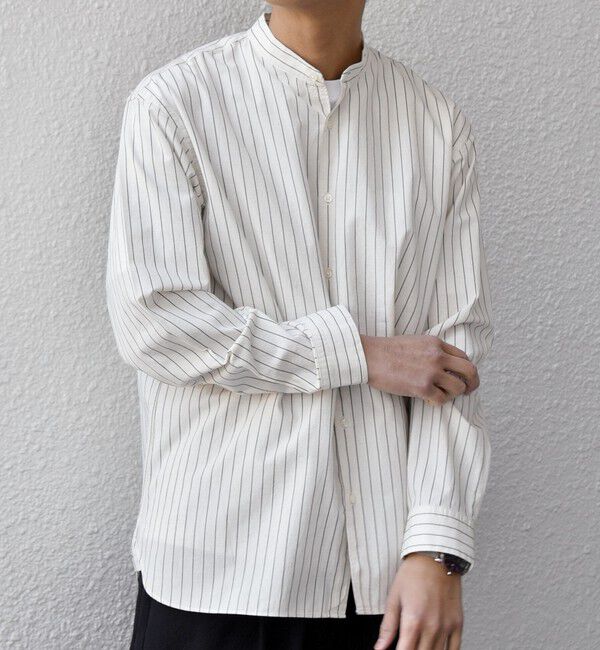 SHIPS any「SHIPS any:〈洗濯機可能〉コットン/リネン ストライプ バンドカラー シャツ 26SS◇」|シャツ・ブラウス|