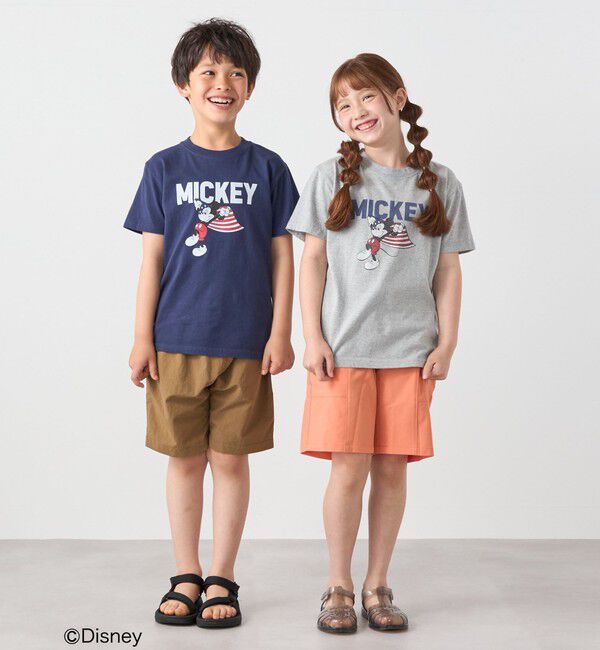 SHIPS any「【SHIPS any別注】GOOD ROCK SPEED:〈洗濯機可能〉ミッキーマウス / フラッグ プリント Tシャツ<KIDS>◆」|Tシャツ・カットソー|ネイビー