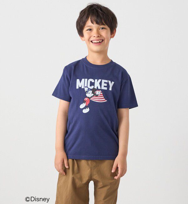 SHIPS any「【SHIPS any別注】GOOD ROCK SPEED:〈洗濯機可能〉ミッキーマウス / フラッグ プリント Tシャツ<KIDS>◆」|Tシャツ・カットソー|