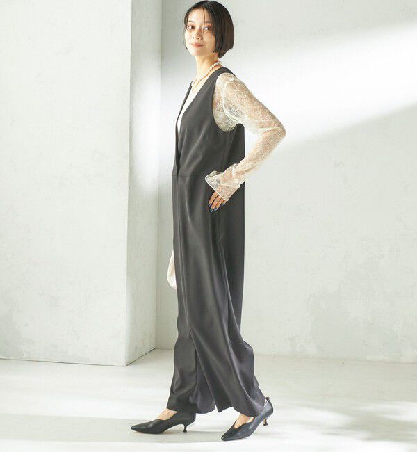 SHIPS for women「little black:〈手洗い可能〉2WAY レース ロング スリーブ TEE」|Tシャツ・カットソー|