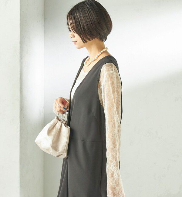 SHIPS for women「little black:〈手洗い可能〉2WAY レース ロング スリーブ TEE」|Tシャツ・カットソー|