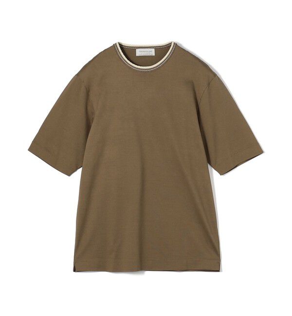 TOMORROWLAND MENS「スーピマコットンシルケット リンキングニット襟Tシャツ」|Tシャツ・カットソー|45 カーキ