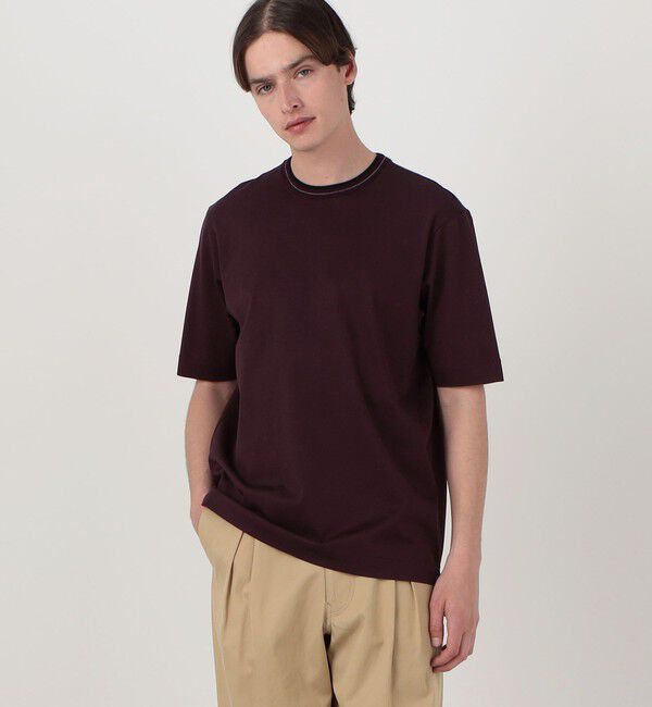 TOMORROWLAND MENS「スーピマコットンシルケット リンキングニット襟Tシャツ」|Tシャツ・カットソー|