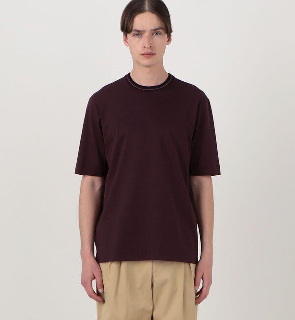 TOMORROWLAND MENS「スーピマコットンシルケット リンキングニット襟Tシャツ」|Tシャツ・カットソー|