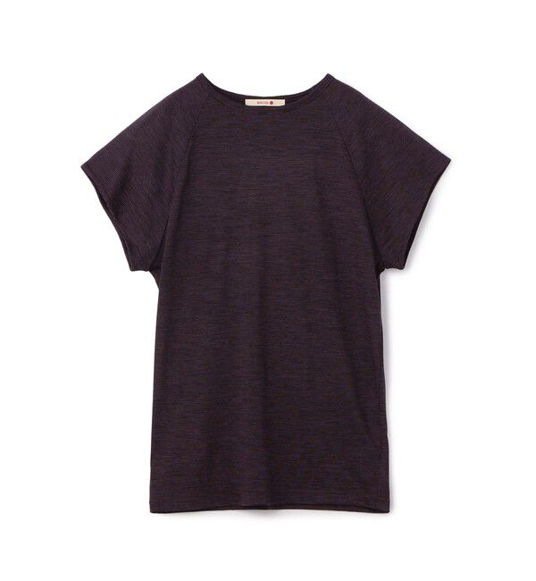 BACCA「ストライプジャージー ラグランスリーブプルオーバー」|Tシャツ・カットソー|38 ボルドー系