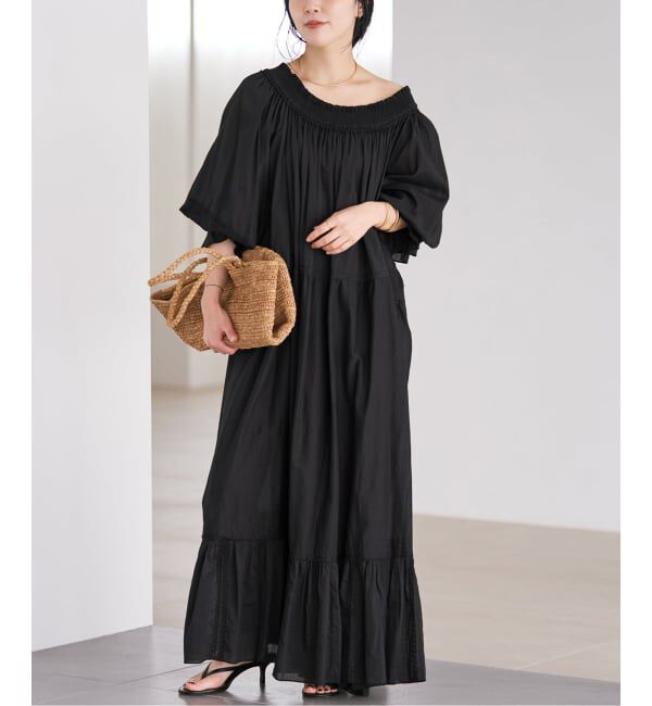 Plage「IND VOIL EMB ワンピース」|ワンピース|ブラック