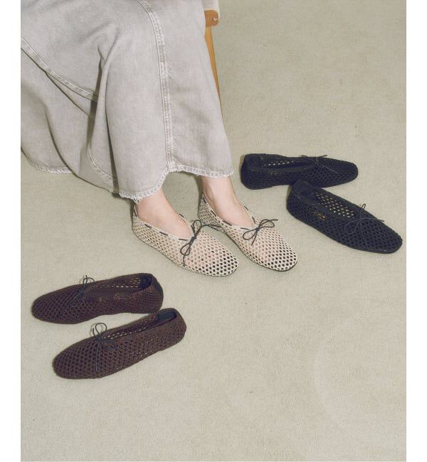 GRISE「《WEB+一部店舗限定》GRISE CORD MESHバレリーナ」|バレエシューズ|