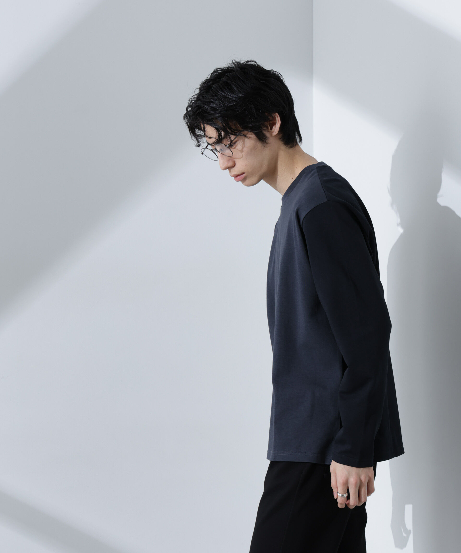 NANO universe「2トーンシルケットTシャツ 長袖」|Tシャツ・カットソー|