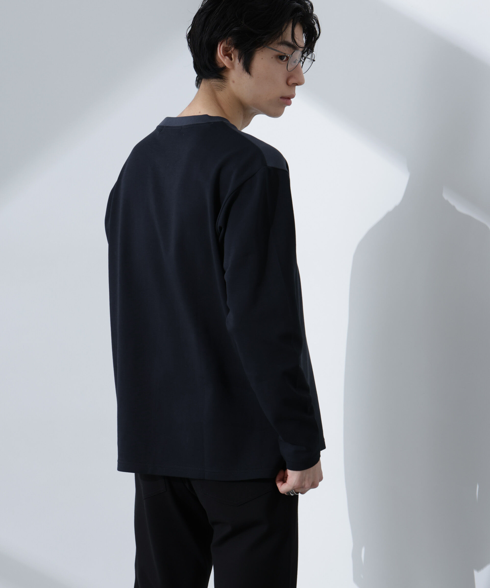 NANO universe「2トーンシルケットTシャツ 長袖」|Tシャツ・カットソー|