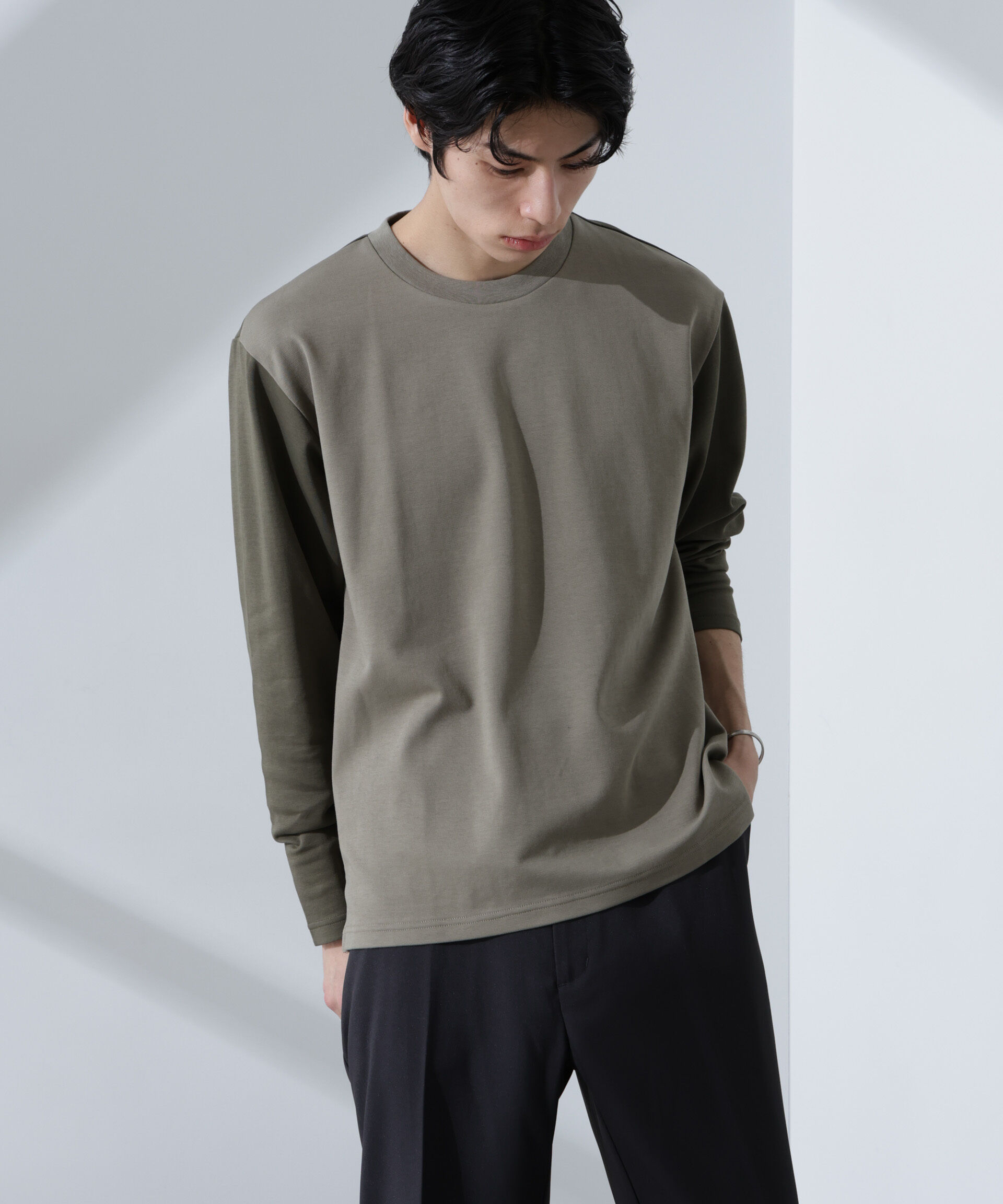 NANO universe「2トーンシルケットTシャツ 長袖」|Tシャツ・カットソー|