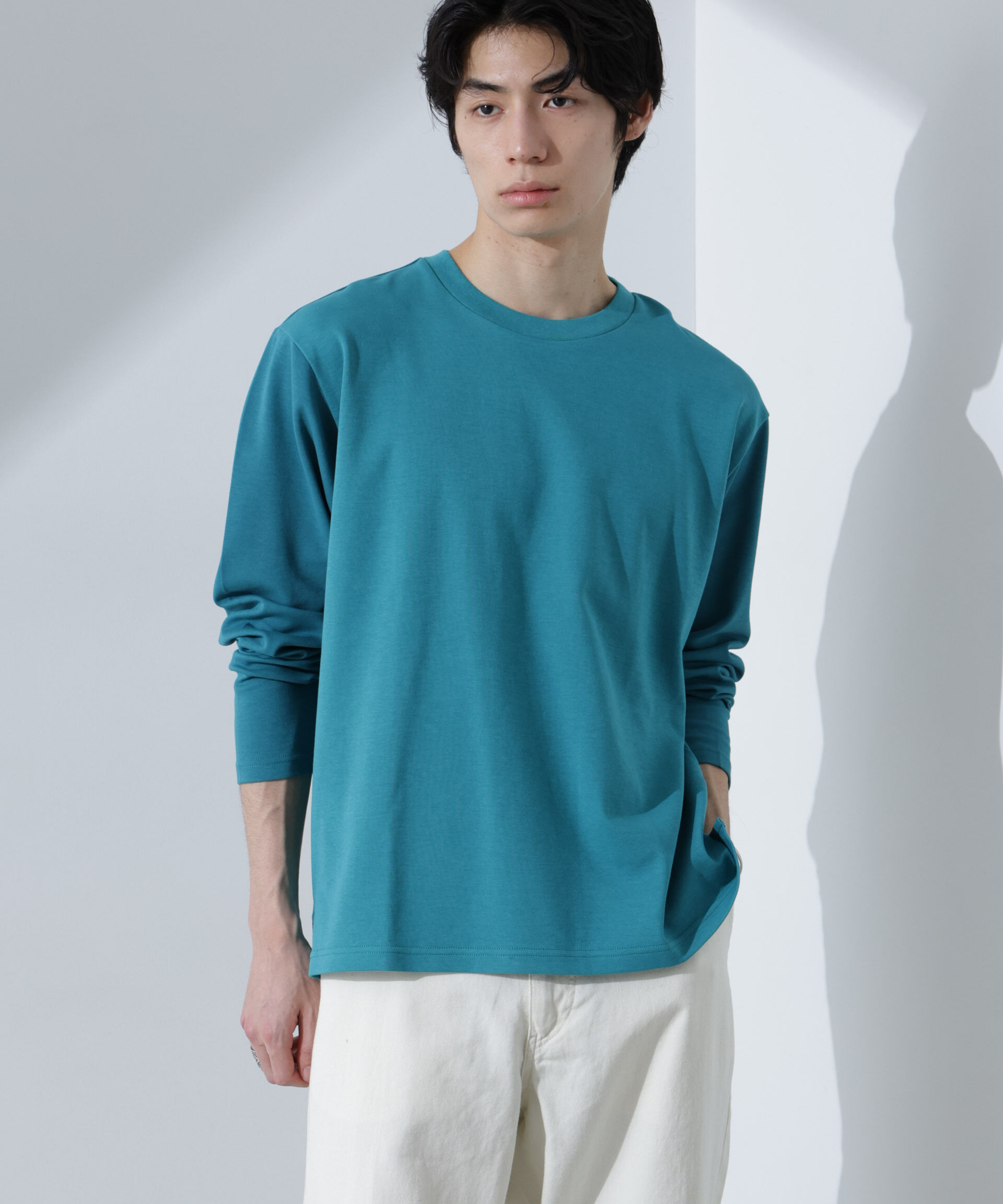 NANO universe「2トーンシルケットTシャツ 長袖」|Tシャツ・カットソー|