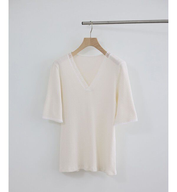 SALON adam et rope'「【Angie La La for SALON】GENTLE intimate レースVネックプルオーバー」|Tシャツ・カットソー|