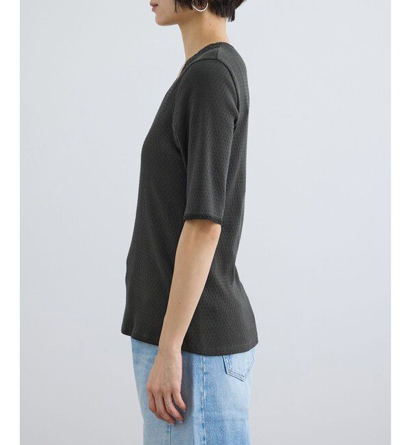 SALON adam et rope'「【Angie La La for SALON】GENTLE intimate レースVネックプルオーバー」|Tシャツ・カットソー|