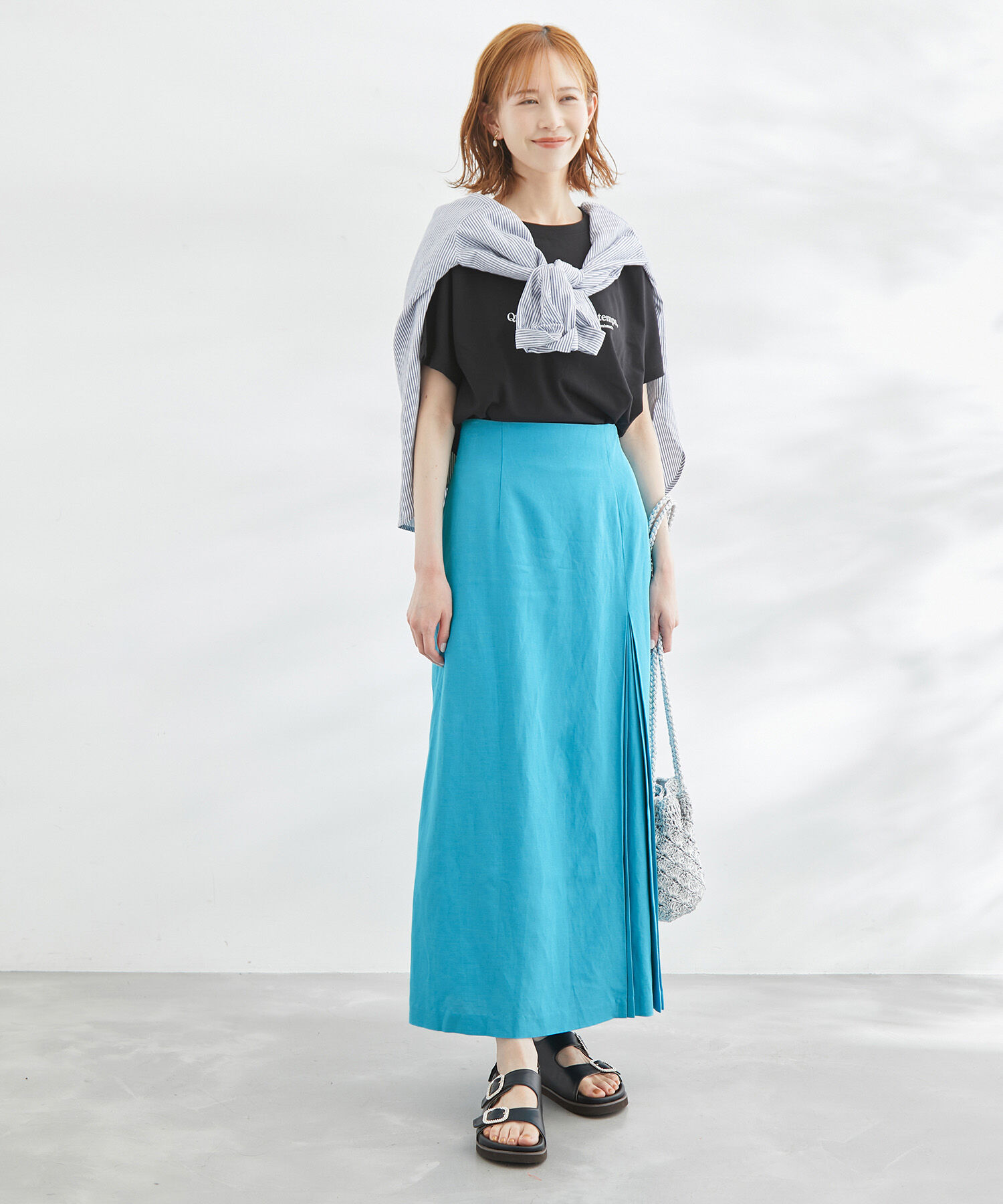 Rope&rsquo;Picnic「麻混アシンメトリータックカラースカート」|スカート|