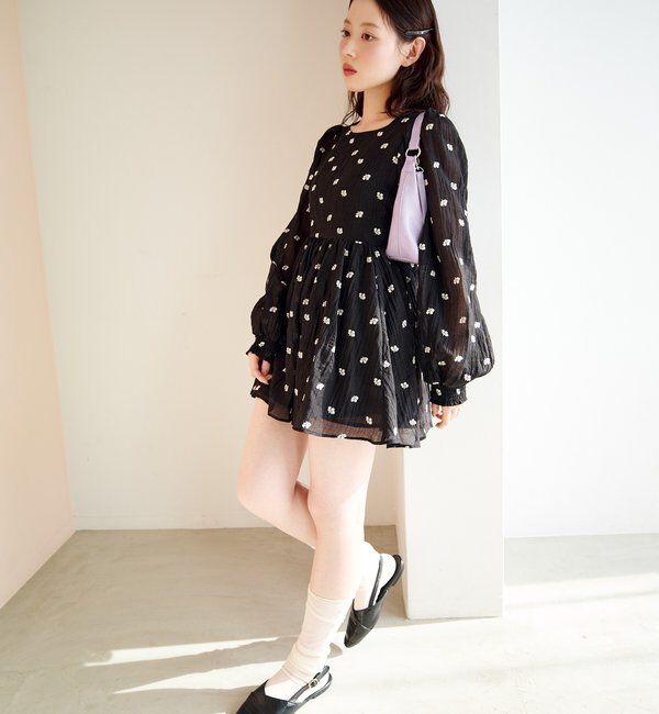  「フラワーステッチミニワンピース」|ワンピース|