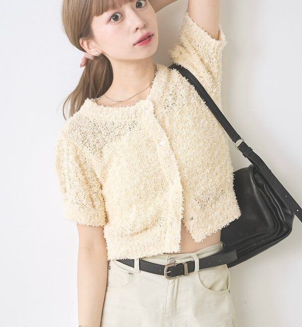  「【4色展開】リボンヤーンカーディガン」|カーディガン|