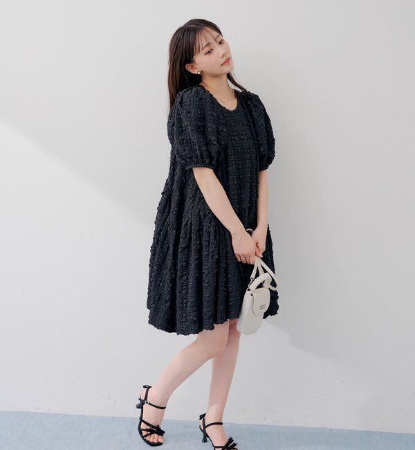  「【SALON  by Chico】ジャガードパフボリュームチュニックワンピース」|ワンピース|