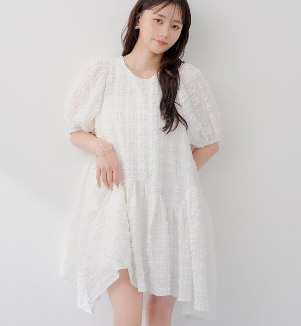  「【SALON  by Chico】ジャガードパフボリュームチュニックワンピース」|ワンピース|