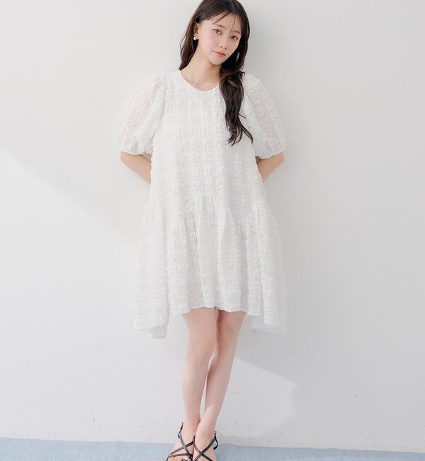  「【SALON  by Chico】ジャガードパフボリュームチュニックワンピース」|ワンピース|