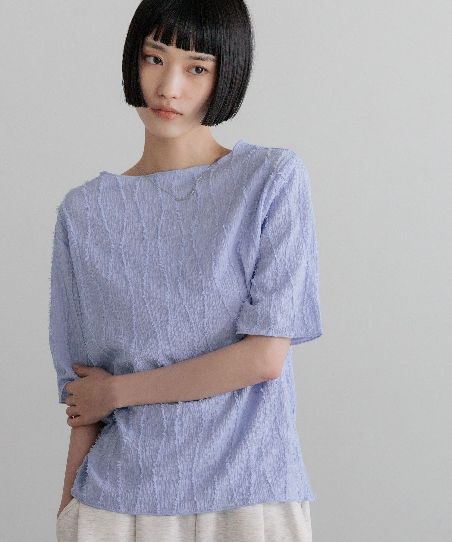 LOWRYS FARM「ジャガードフリンジ５Ｓ」|Tシャツ・カットソー|