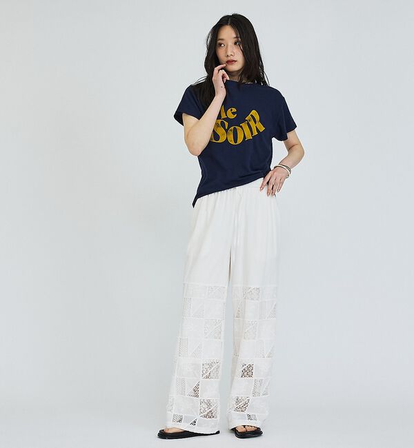 abahouse mavie「【セットアップ対応】刺繍レースワイドパンツ」|その他|