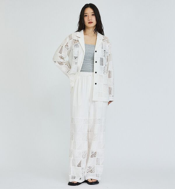 abahouse mavie「【セットアップ対応】刺繍レースワイドパンツ」|その他|