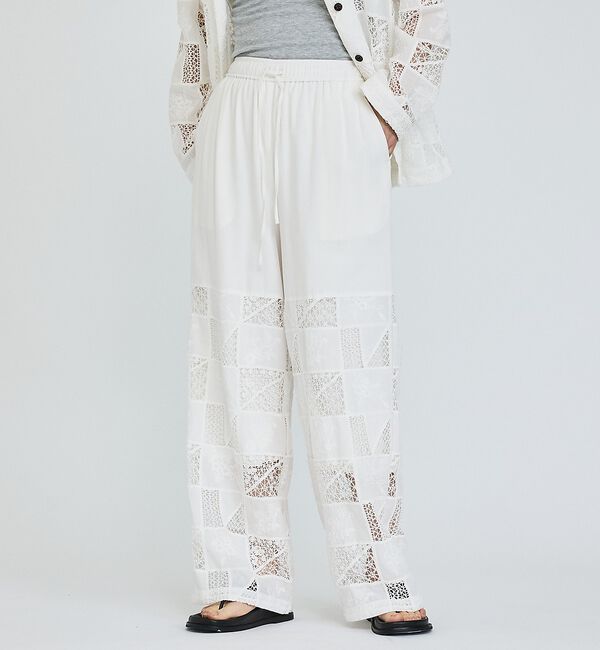 abahouse mavie「【セットアップ対応】刺繍レースワイドパンツ」|その他|