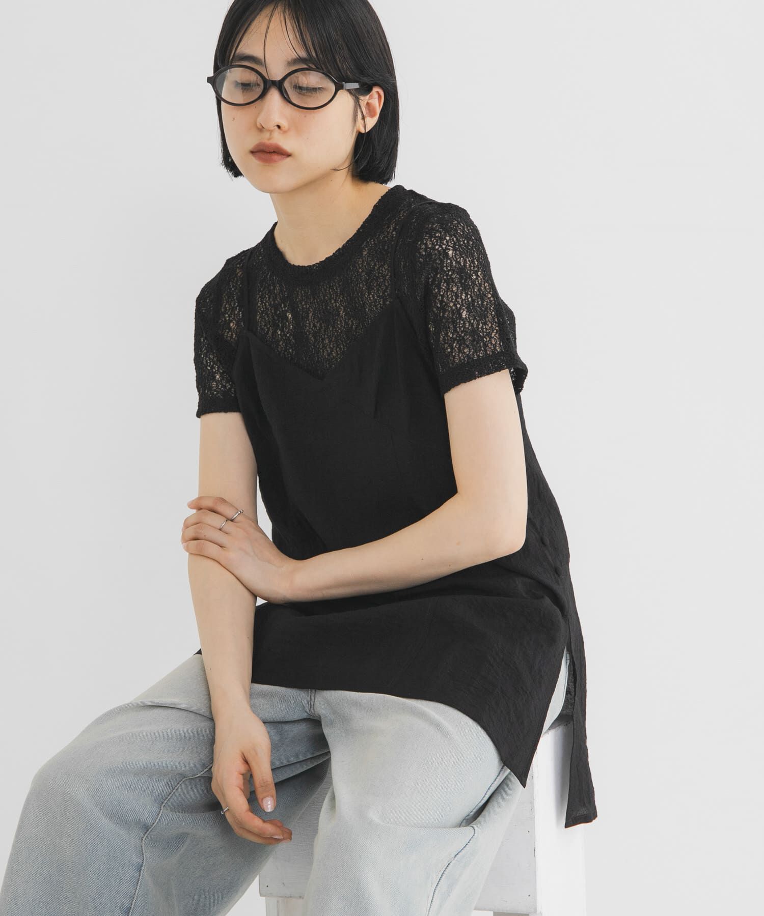  「キャミビスチェSETトップス」|Tシャツ・カットソー|ブラック