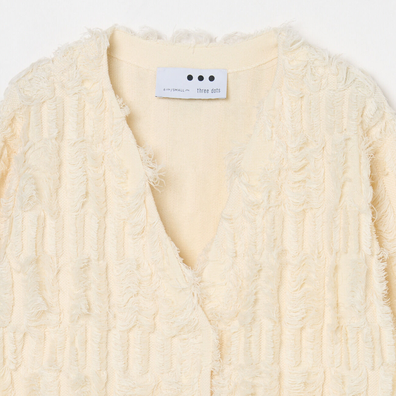 「three dots BRIGHT COTTON FRINGE JACKET」|ニット・セーター|