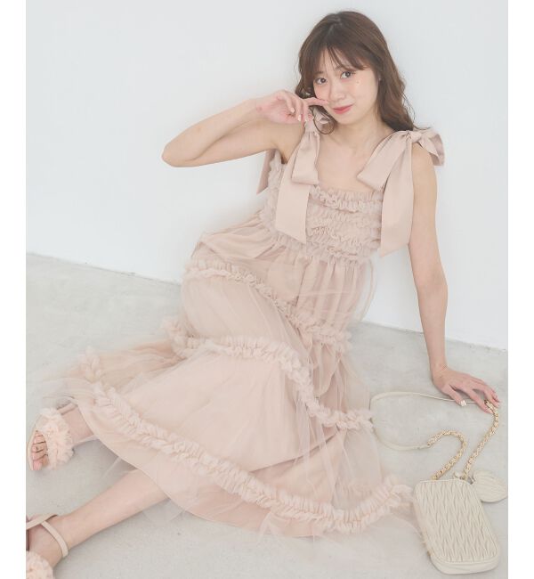  「フリルチュールロングワンピース」|ワンピース|