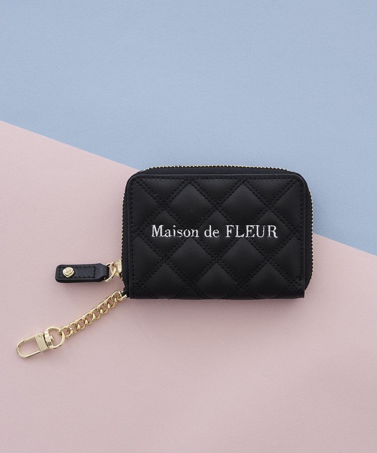 Maison de FLEUR「スクエアキルティングコインケース」|ポーチ|ブラック