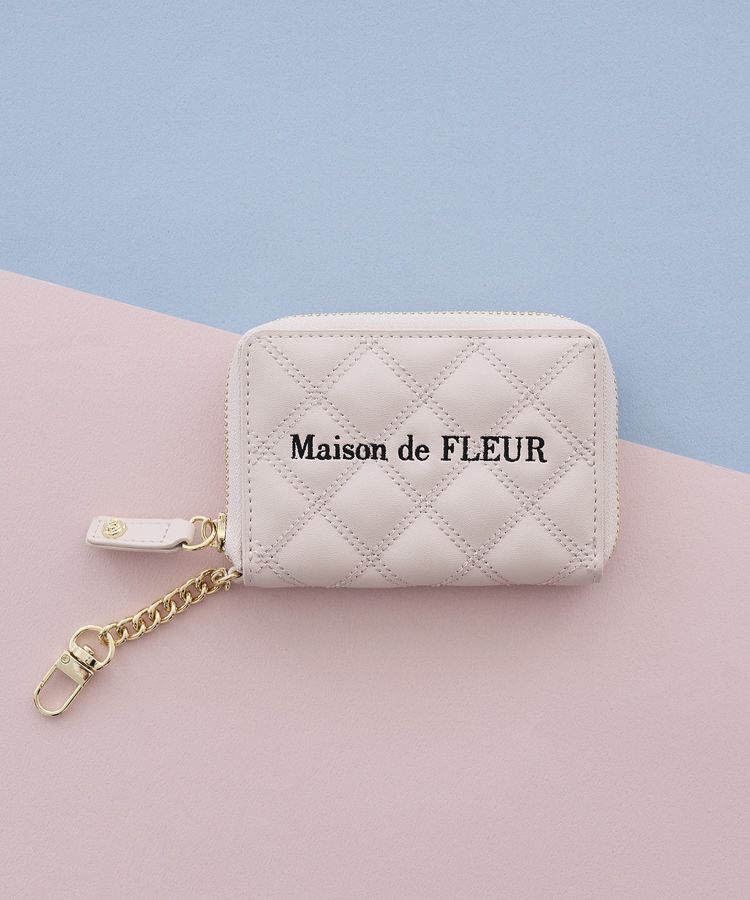 Maison de FLEUR「スクエアキルティングコインケース」|ポーチ|ピンク