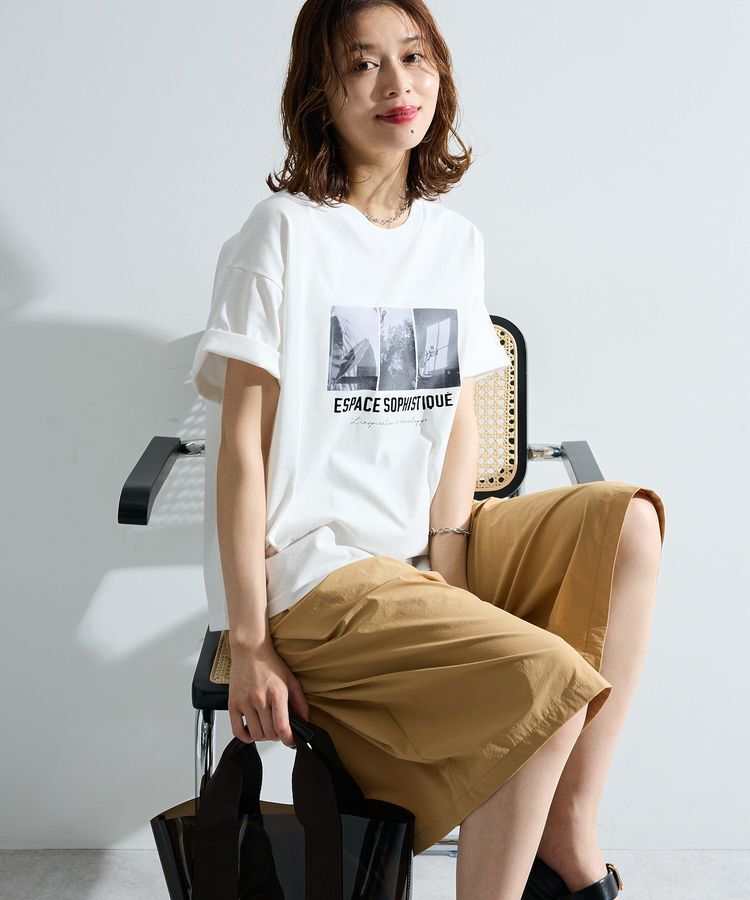 Green Parks「【適ON】汗染み防止ボックスロゴTシャツ」|Tシャツ・カットソー|White