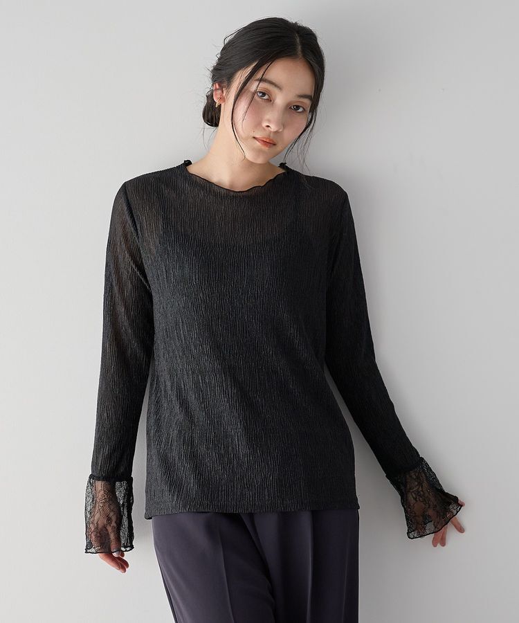 YECCA VECCA「袖レースシアートップス」|Tシャツ・カットソー|