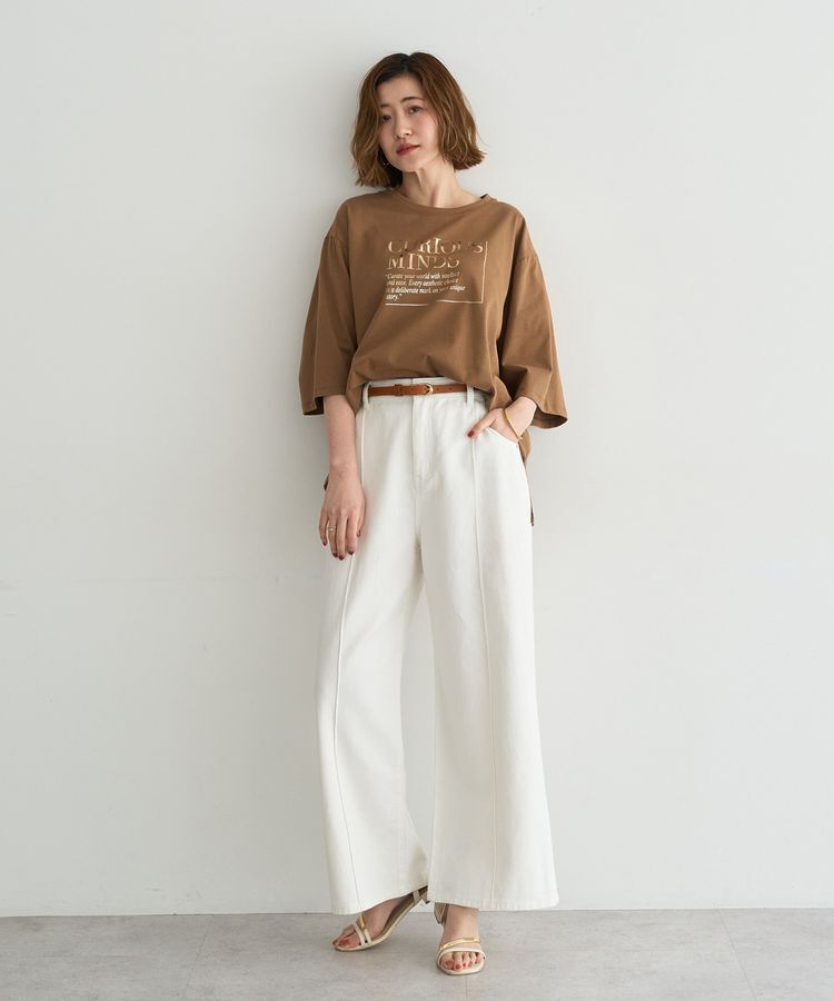 Editt by YECCA VECCA「【UVカット】ワイドスリーブ箔プリントTee」|Tシャツ・カットソー|