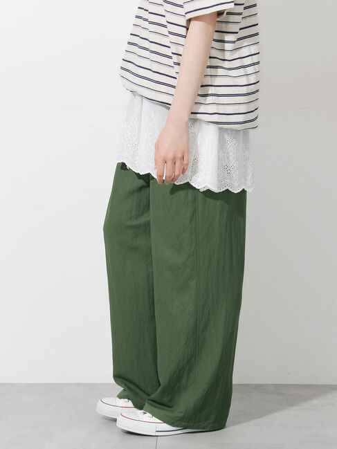 Samansa Mos2「てろっとカーブパンツ」|その他|グリーン