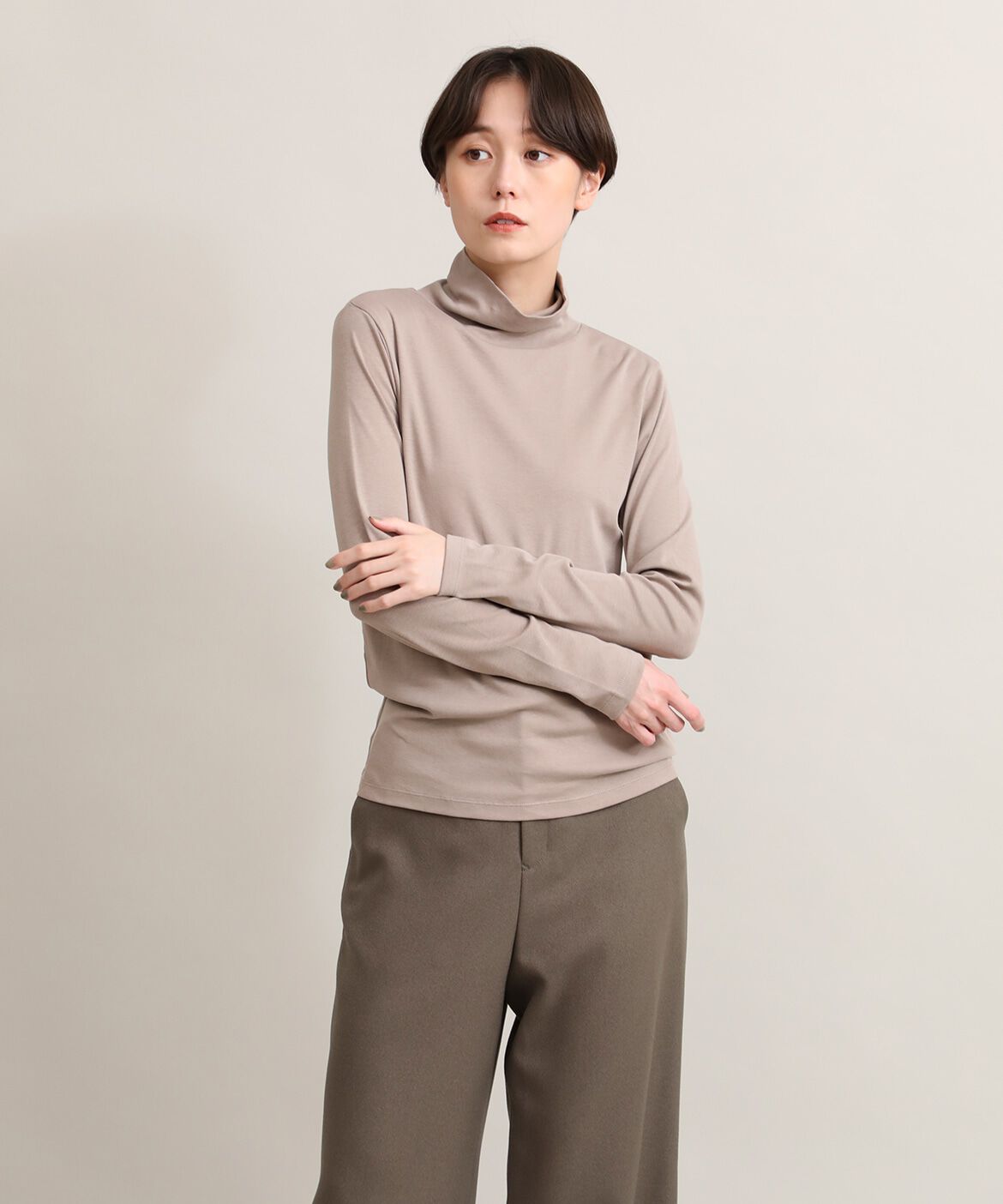 DAY by DAY it&rsquo;s international「ハイネックカットソー《スビン綿MIXフライス》」|Tシャツ・カットソー|モカチャ3