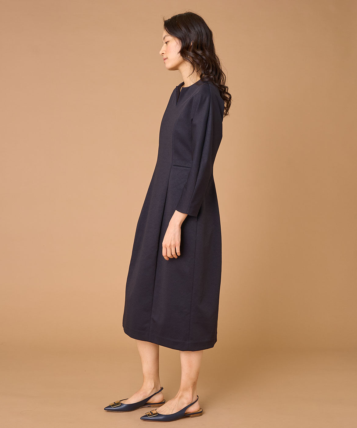 INED「《大きいサイズ》キーネックワンピース」|ワンピース|