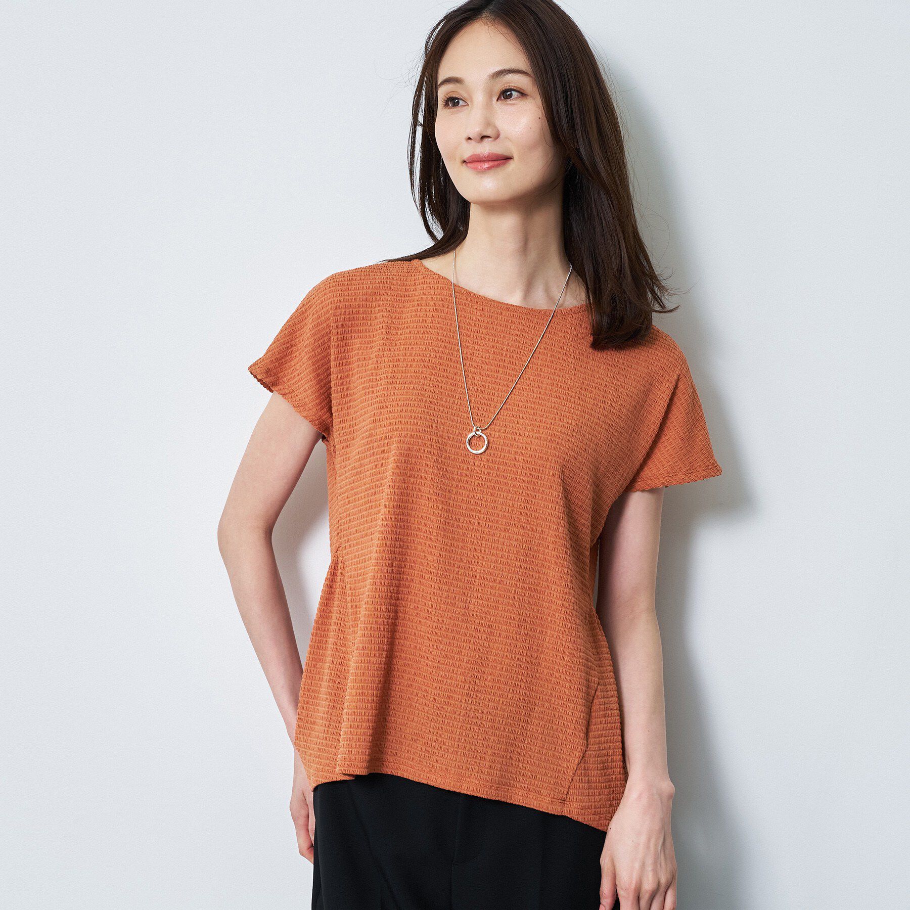 Reflect「【腰まわりカバー／手洗い可】ペプラムプルオーバー」|Tシャツ・カットソー|オレンジ(067)
