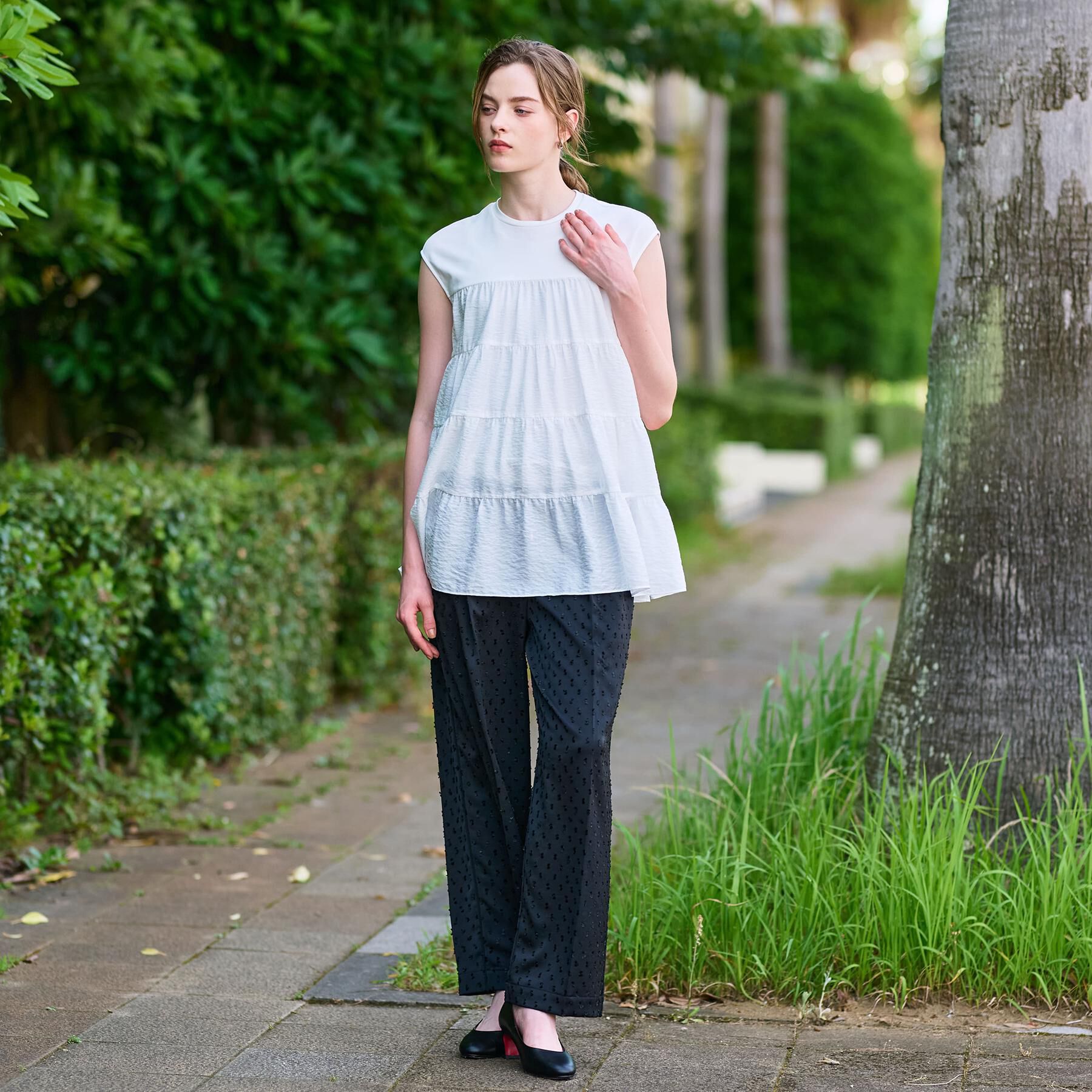 DRESSTERIOR「◆【接触冷感/イージーケア】ティアードコンビカットソー」|Tシャツ・カットソー|