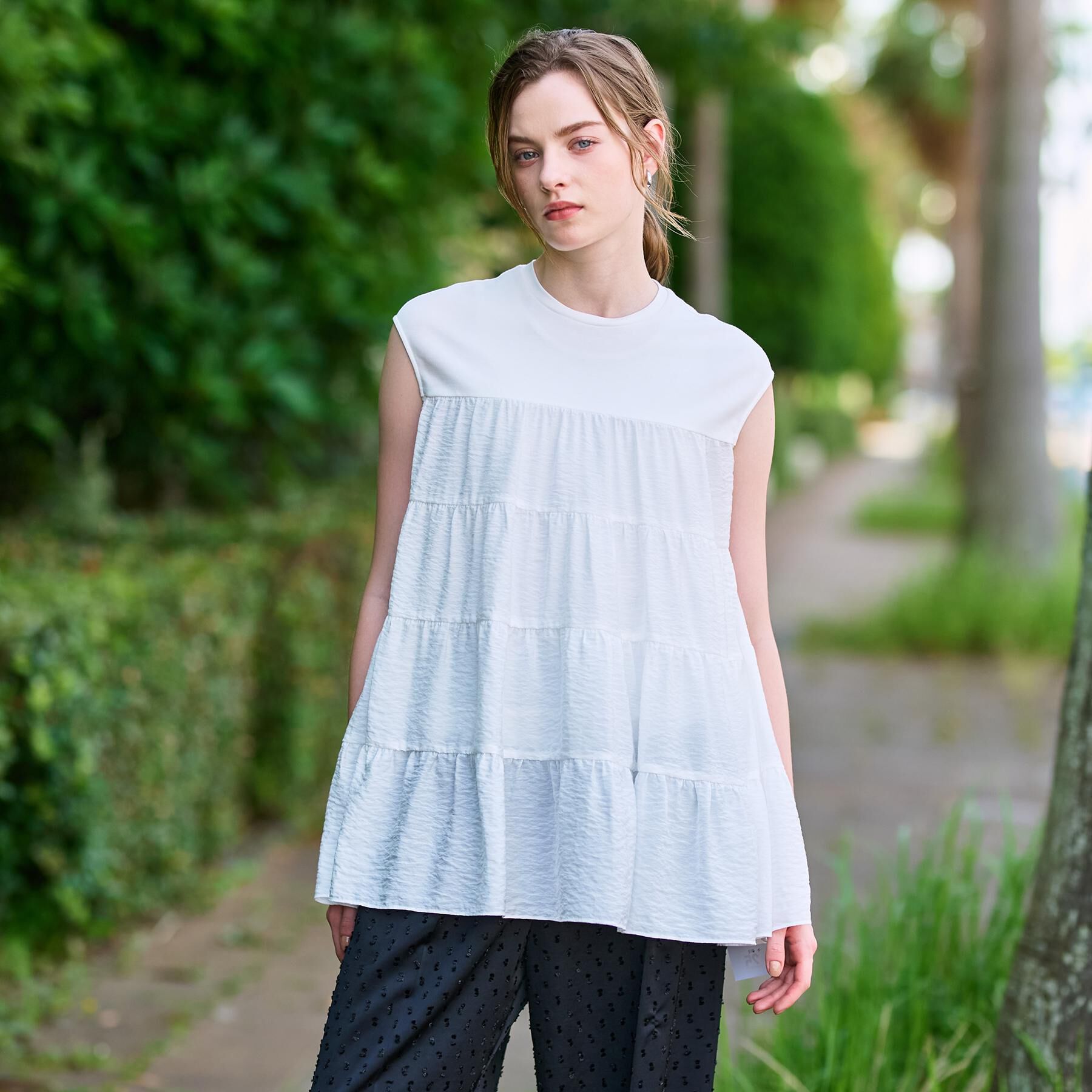 DRESSTERIOR「◆【接触冷感/イージーケア】ティアードコンビカットソー」|Tシャツ・カットソー|