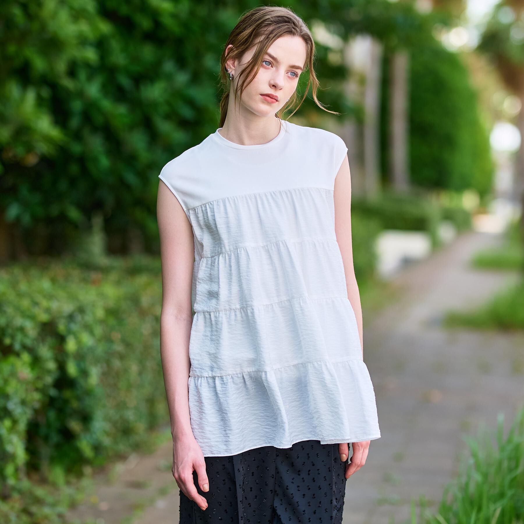 DRESSTERIOR「◆【接触冷感/イージーケア】ティアードコンビカットソー」|Tシャツ・カットソー|