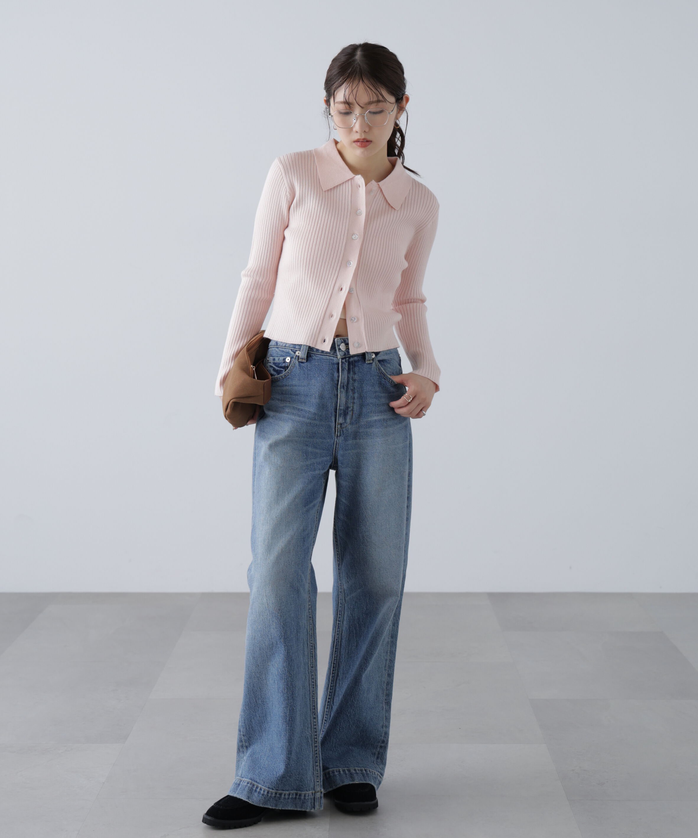  「〈ＭＦＭ〉きらきらボタン襟ニット」|ニット・セーター|
