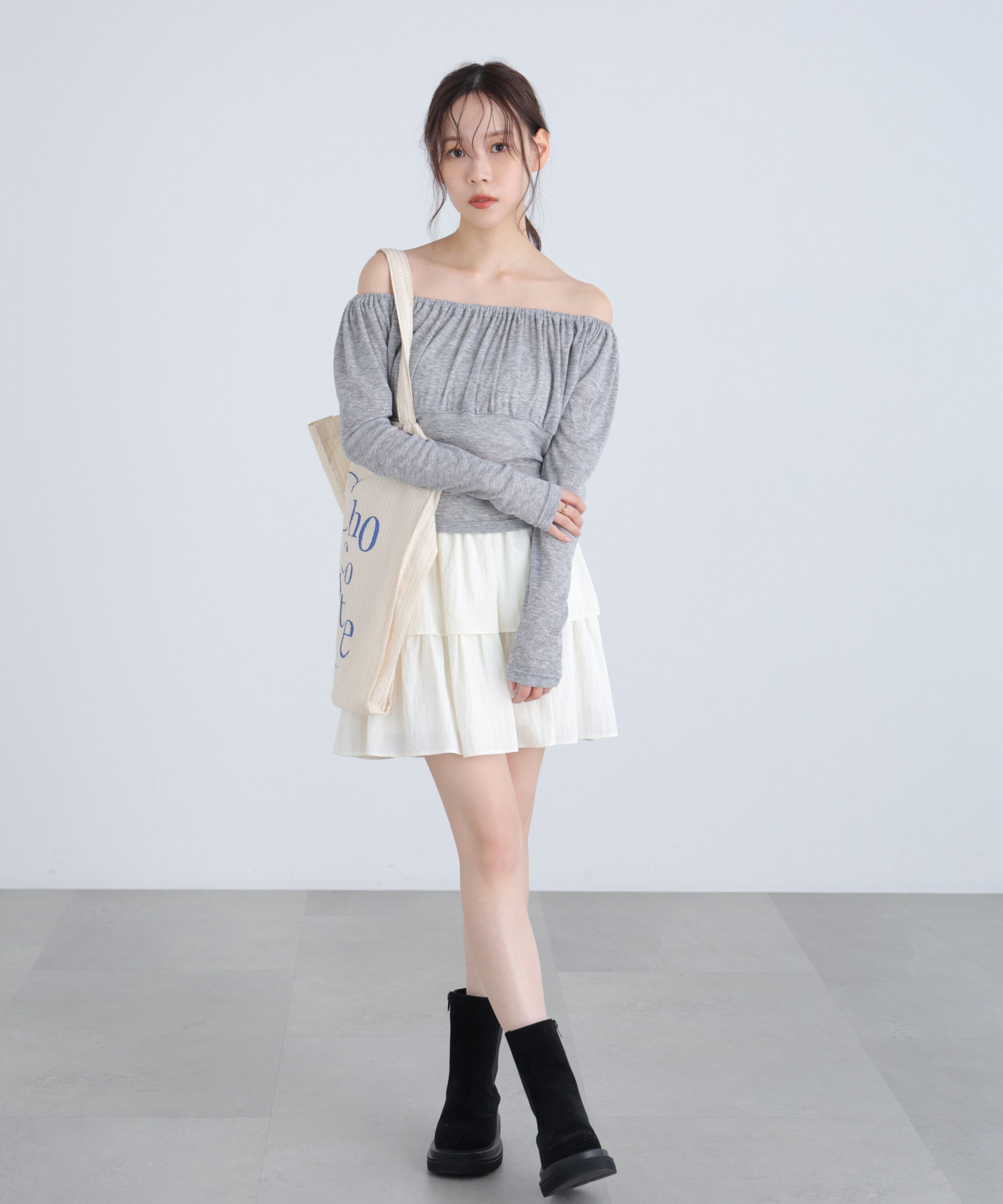  「オフショルシアーギャザーカットソー」|Tシャツ・カットソー|